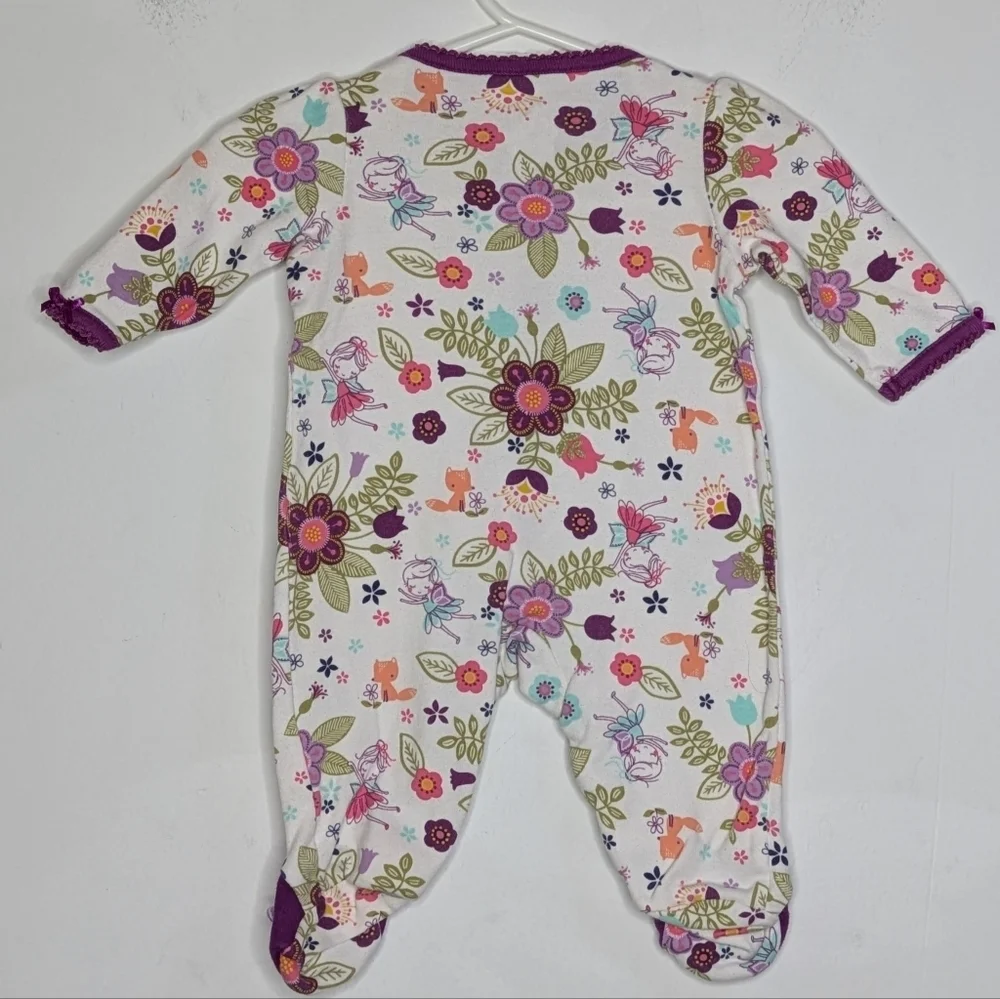 ✨3/$15 Small Wonders White Purple Floral Cotton Onesie NB
